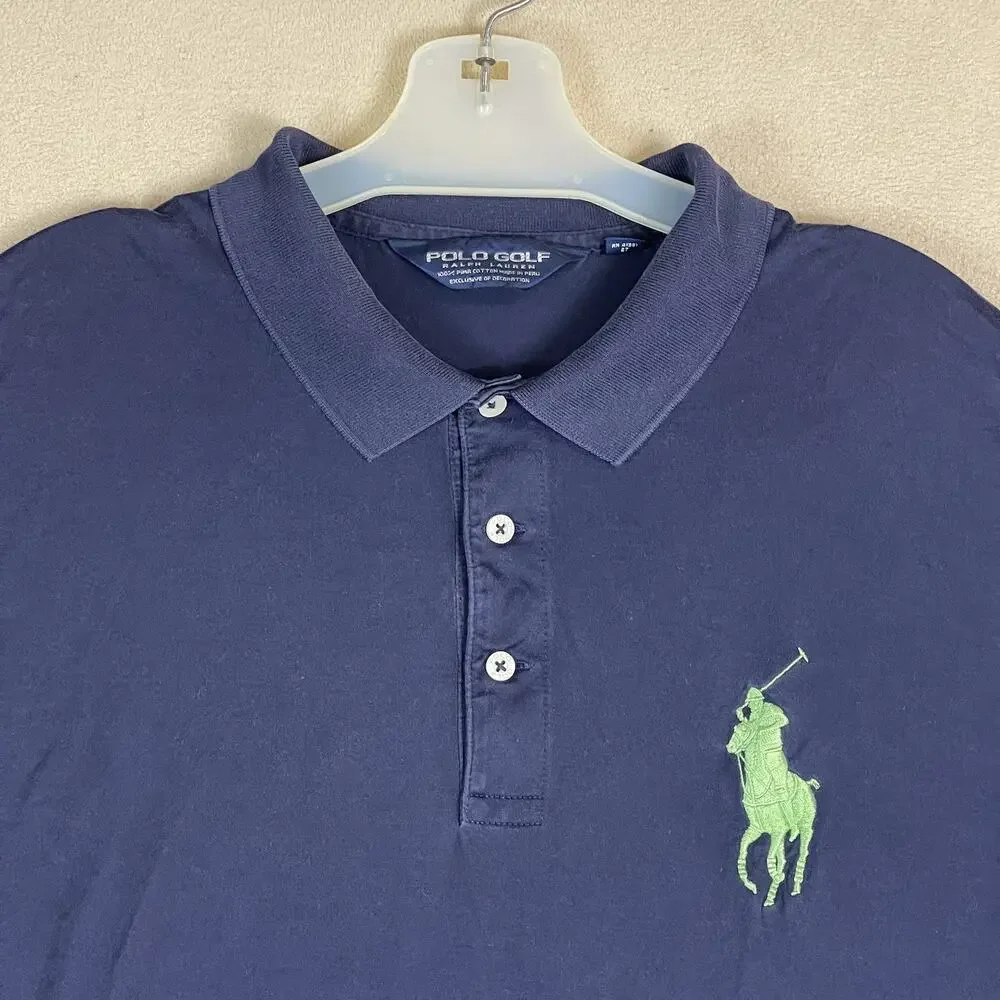 Polo Ralph Lauren Golf Polo Shirt Mens XL Blue Embroidered Big Pony Short Sleeve